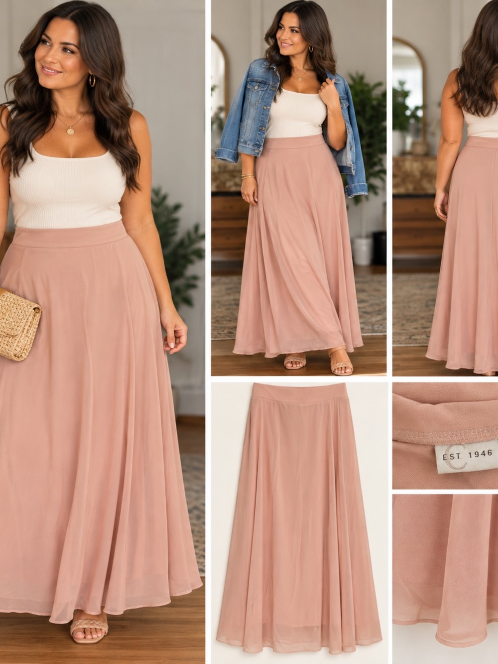 Cato Dusty Rose Maxi Skirt - Flowing A-Line